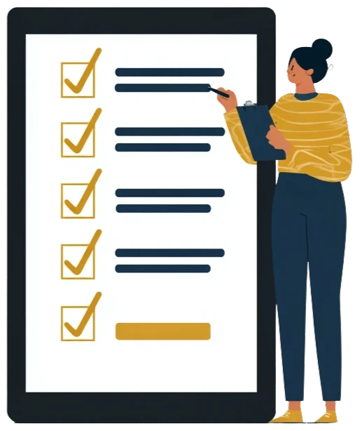 Illustration of a Bear Loan specialist verifying a personal loan checklist — trusted and transparent lending process
